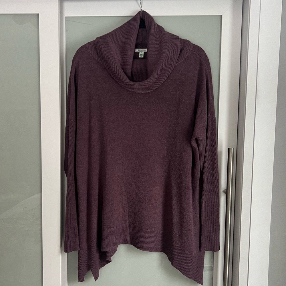 Susina Plum Cowl Neck Knit Sweater